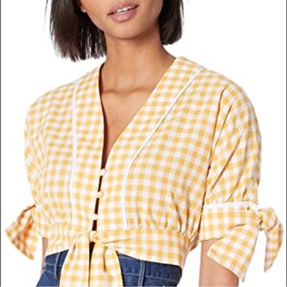 NWT The fifth label yellow gingham Idyllic cotton CROP TOP Large - Picture 3 of 6